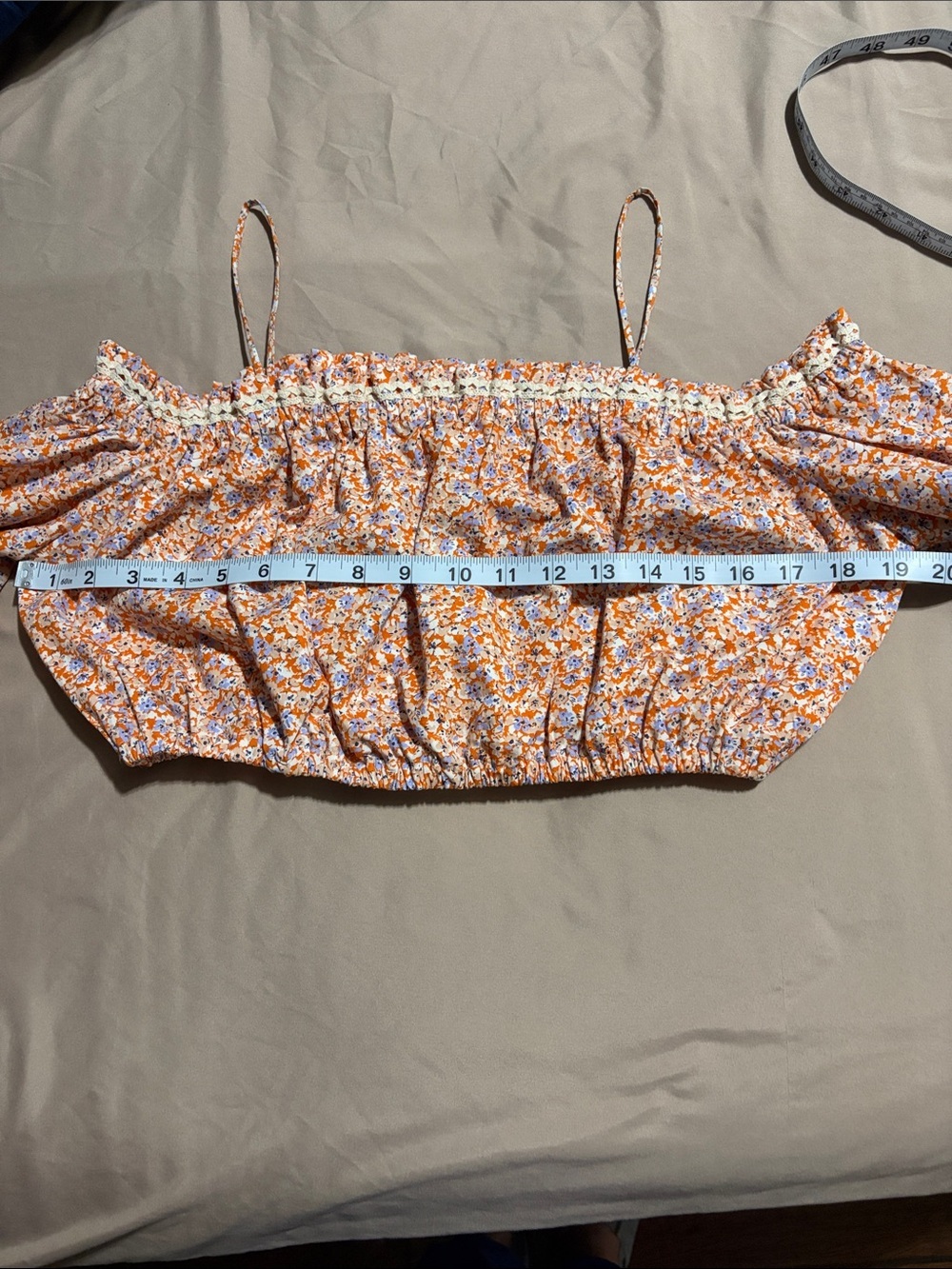 Zara Orange Floral Off-Shoulder Crop Top - Picture 9 of 11